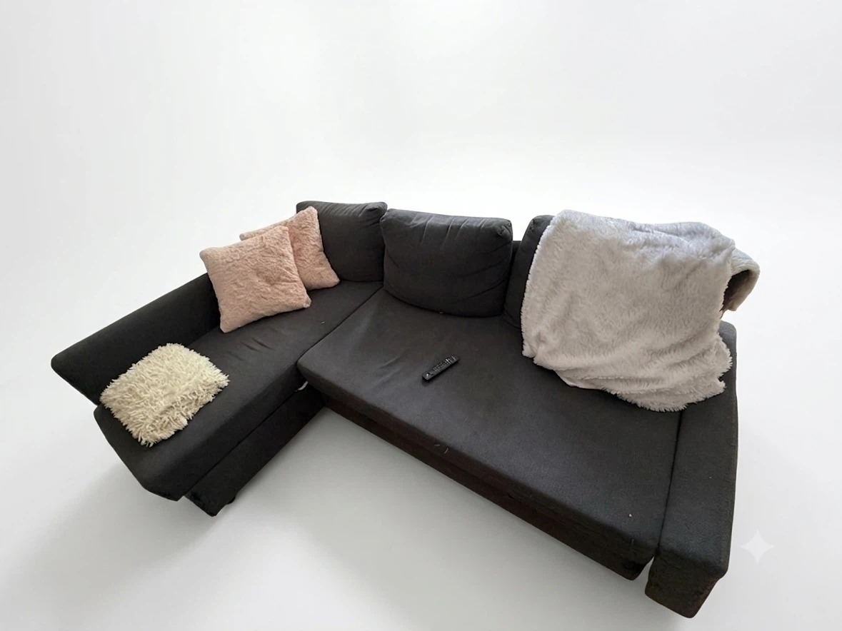 Dark Grey Sectional Sofa-bed with storage