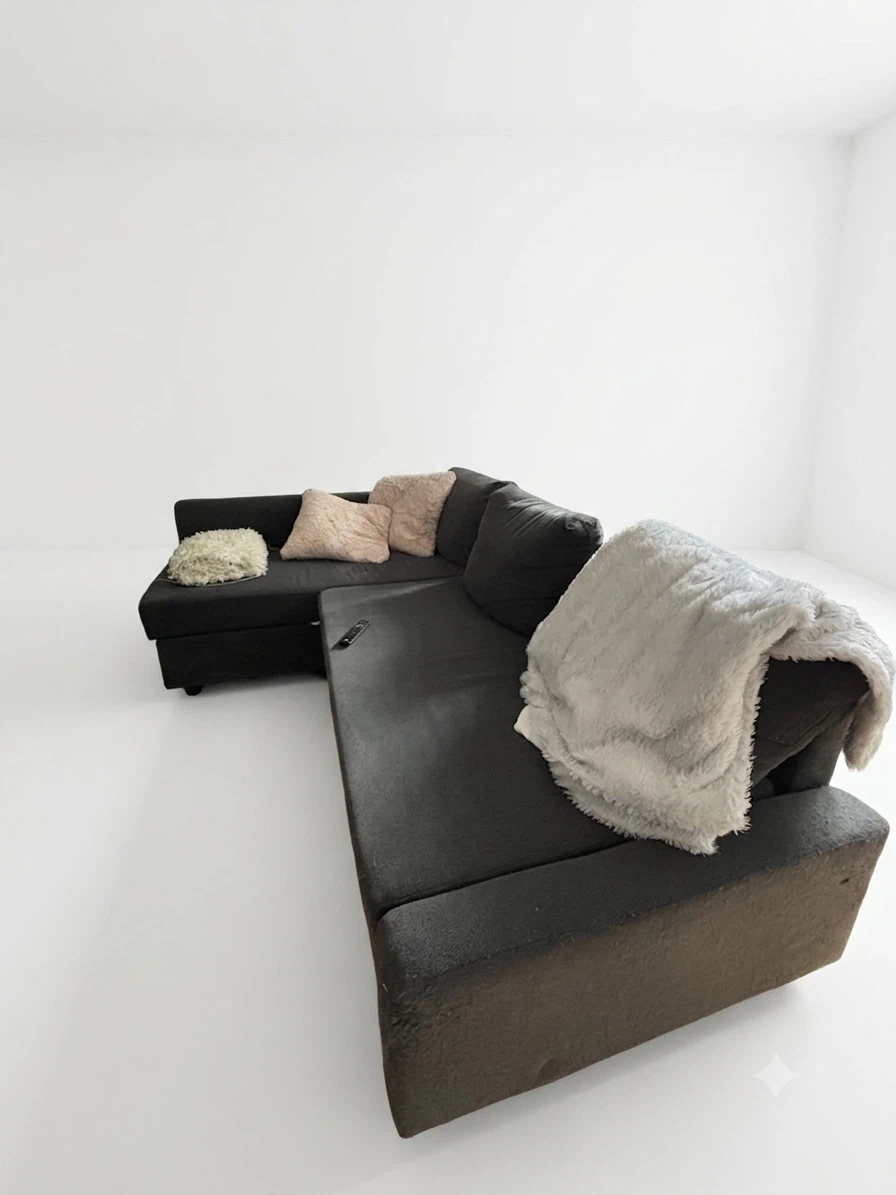 Dark Grey Sectional Sofa-bed with storage - photo 2