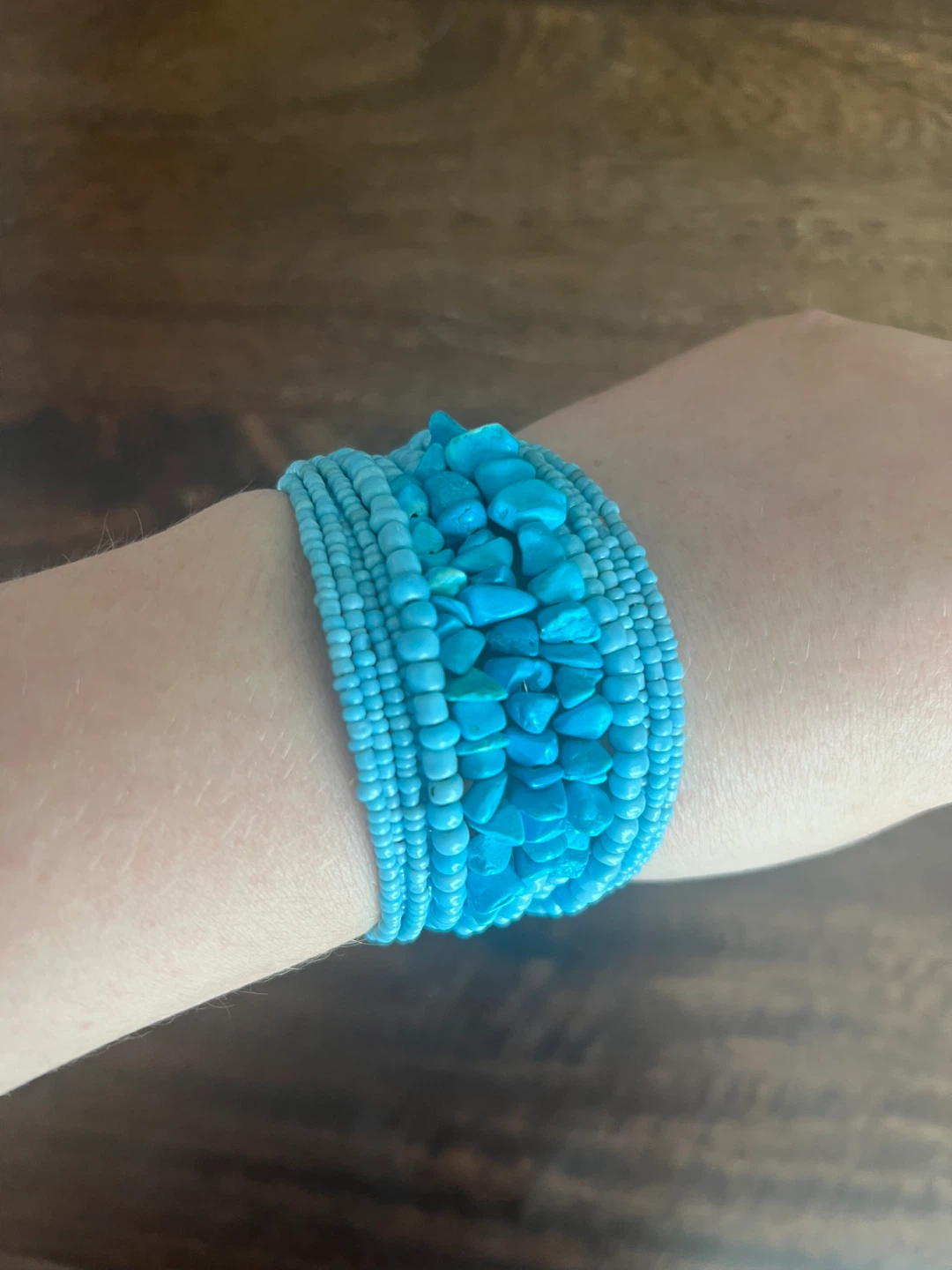 Turquoise Beaded Cuff Bracelet
