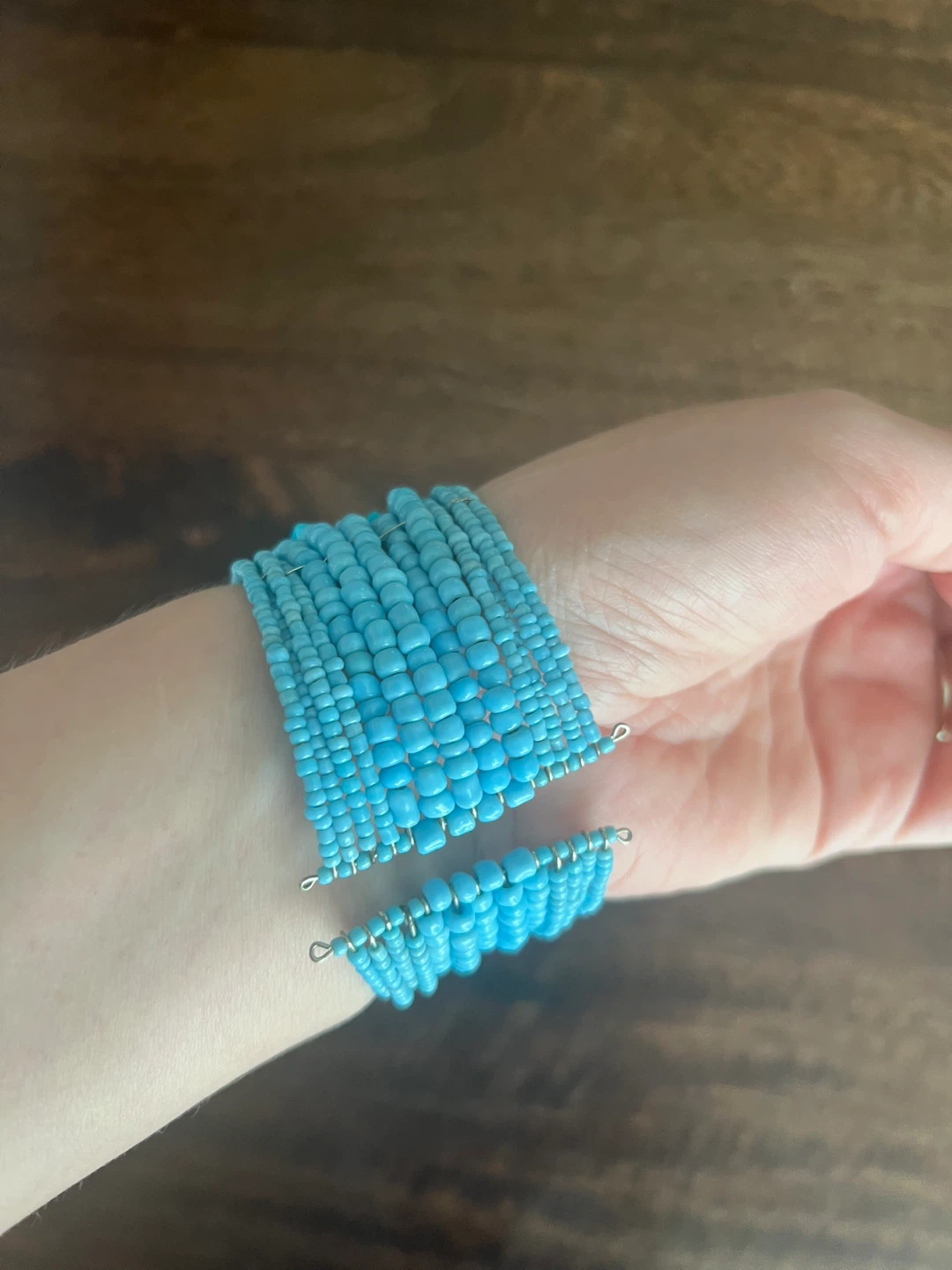 Turquoise Beaded Cuff Bracelet - photo 2