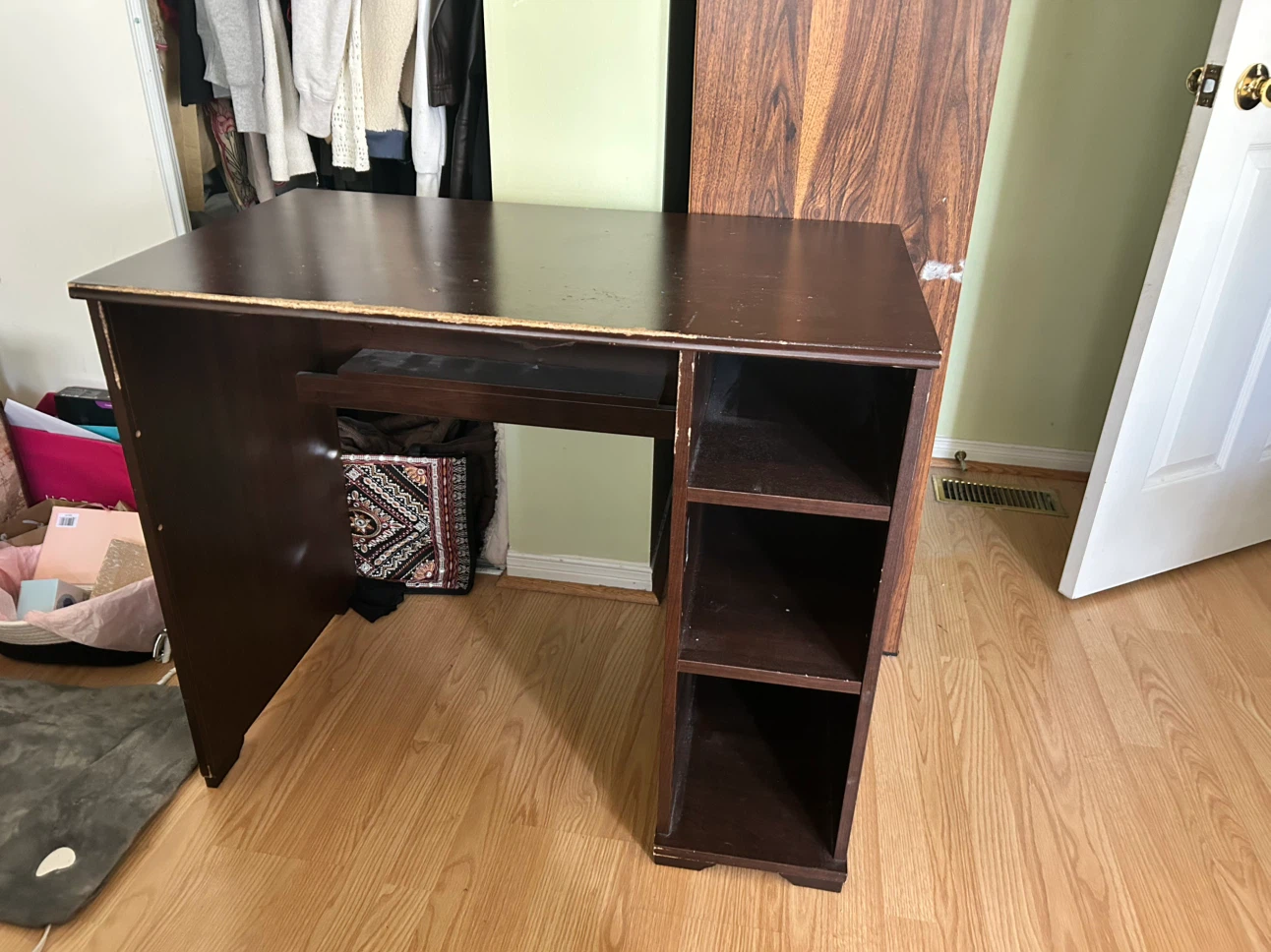 Dark Brown Desk with Shelving