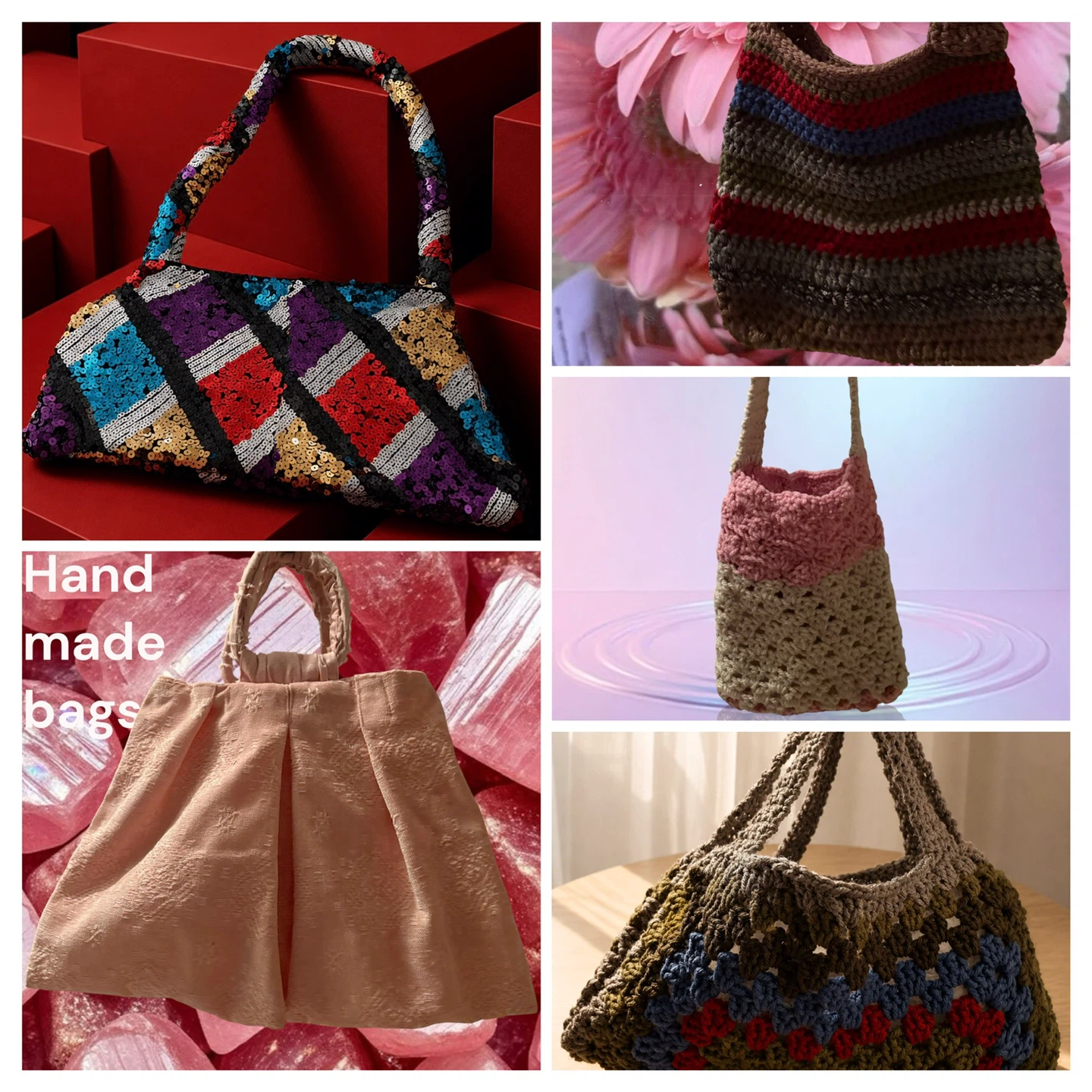 Handmade Sequin and Crochet Bags