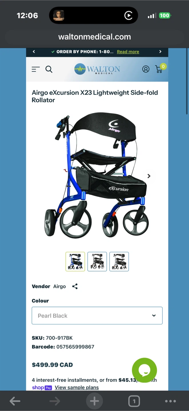 Walker- Airgo Excursion X23 Lightweight Side-fold Rollator