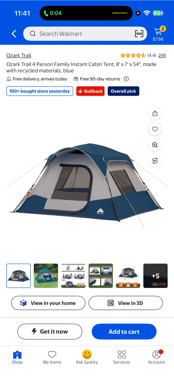 Ozark Trail 4-Person Instant Cabin Tent