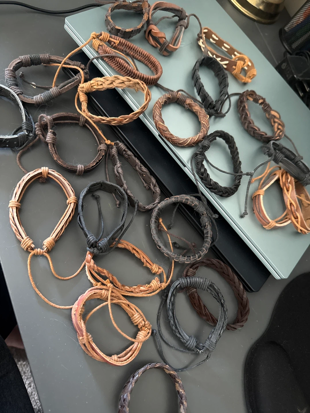 27 Assorted Leather Bracelets Bundle