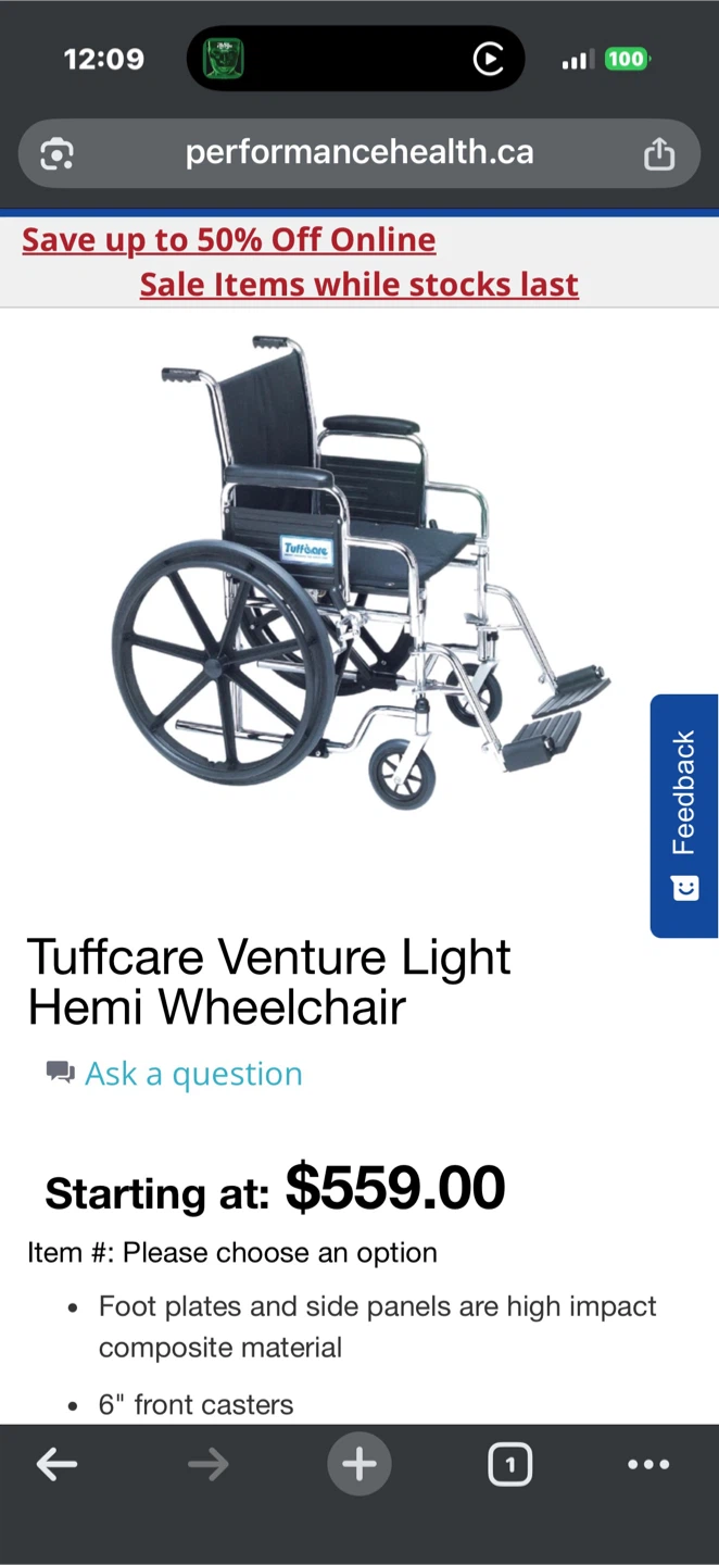 Tuffy Venture Light Hemi Wheelchair