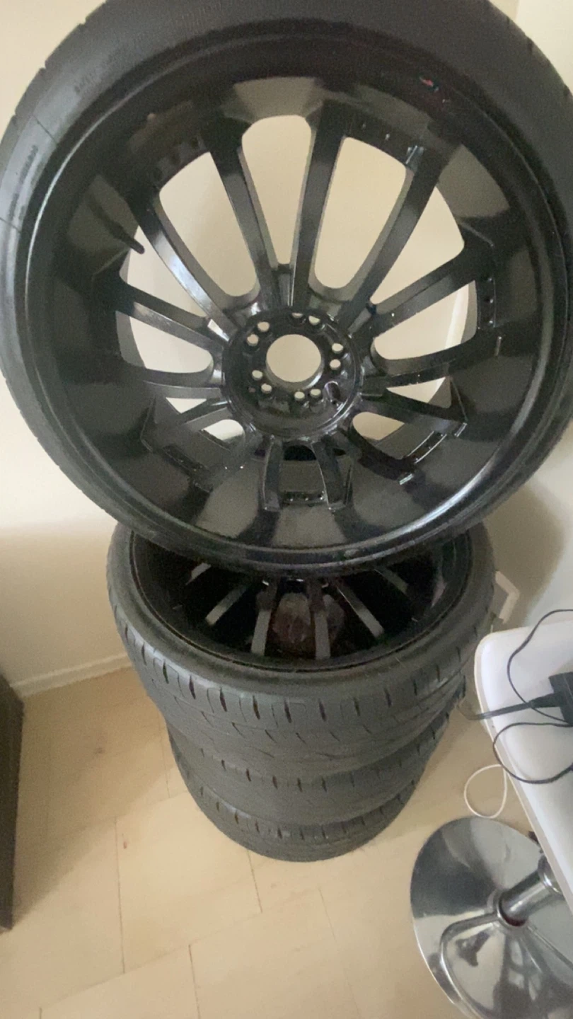Set of 4 Black Aftermarket Rims and Tires - photo 2