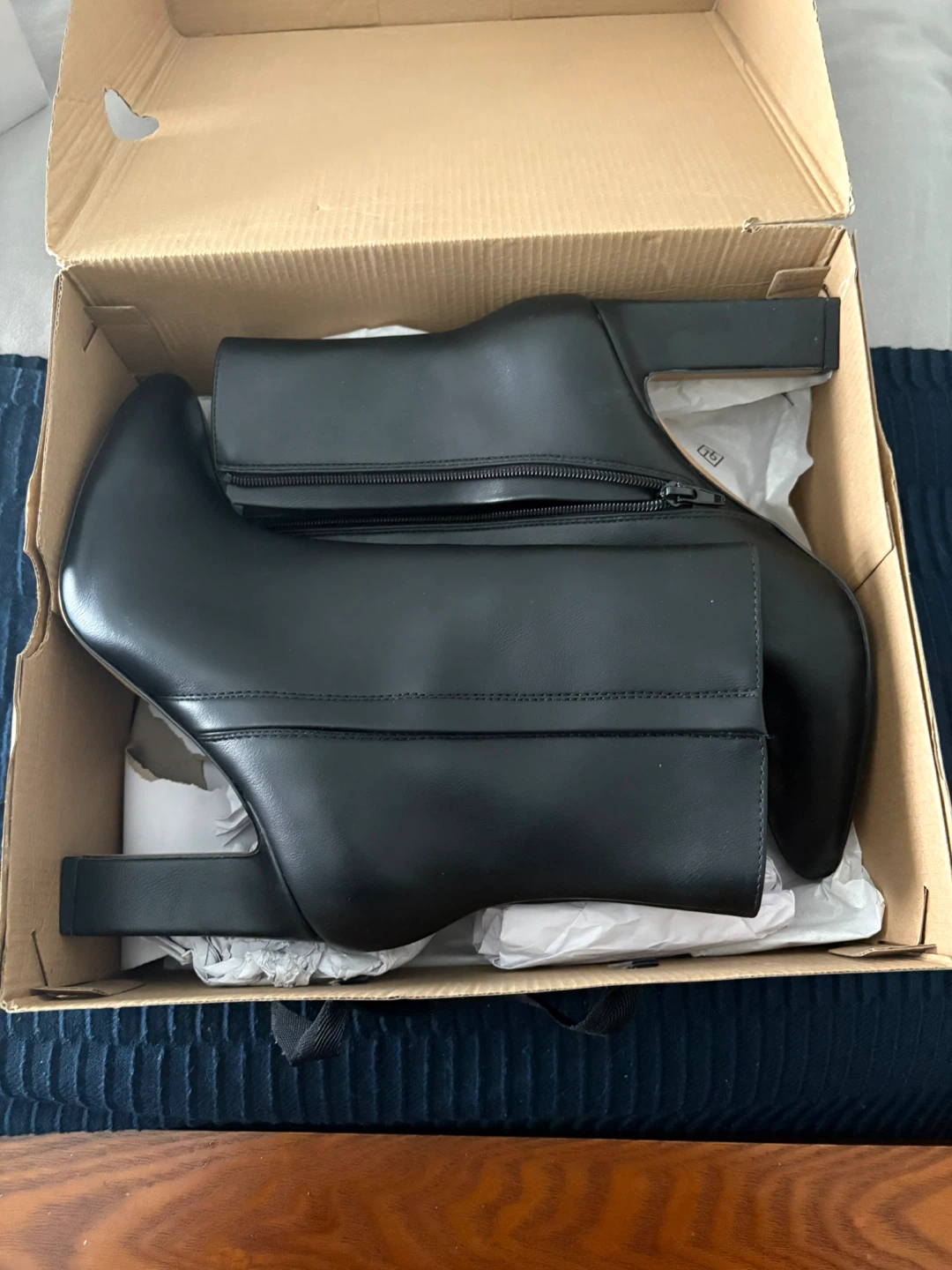Call It Spring Black Faux Leather Heeled Booties
