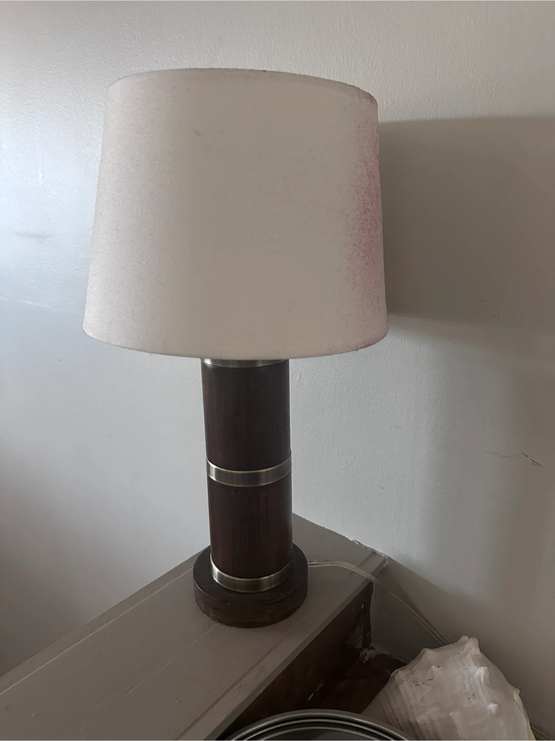 Wooden Table Lamp with White Shade