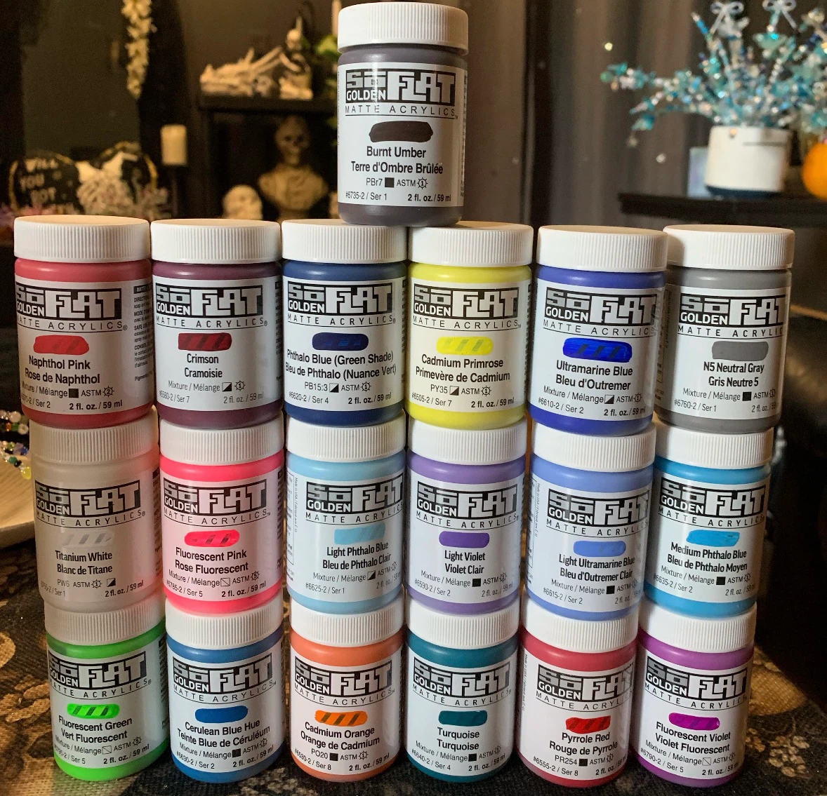 Golden SoFlat Matte Acrylic Paint 2oz bottles lot of 19 mixed