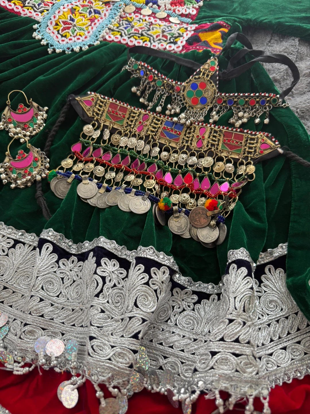Afghan Kuchi Tribal Jewelry Set with Earrings and Headpiece - photo 2