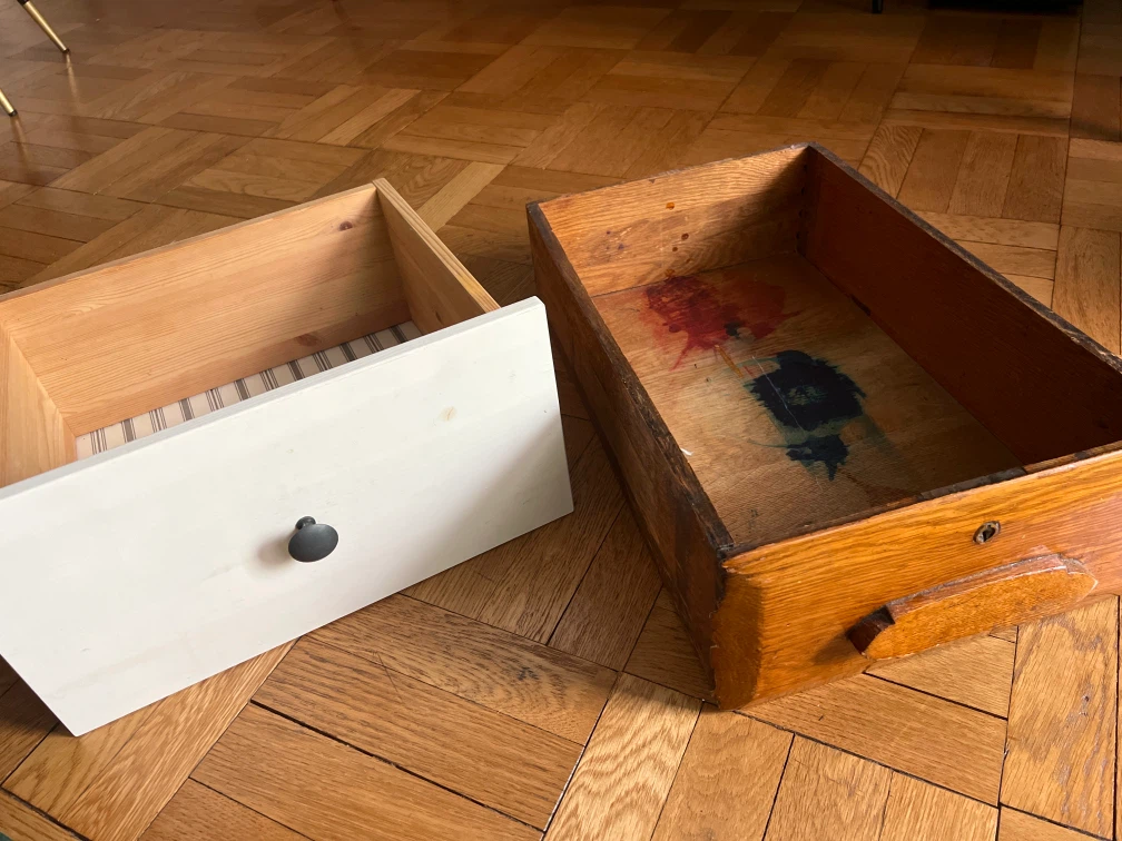 Two wooden drawers