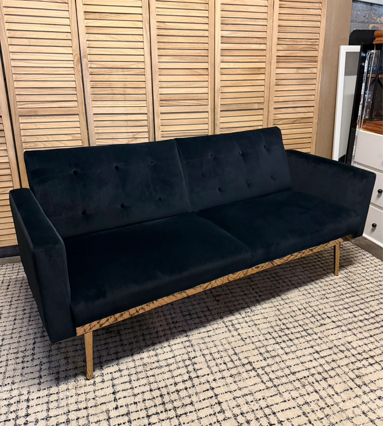 Black Velvet Sofa Bed - photo 3