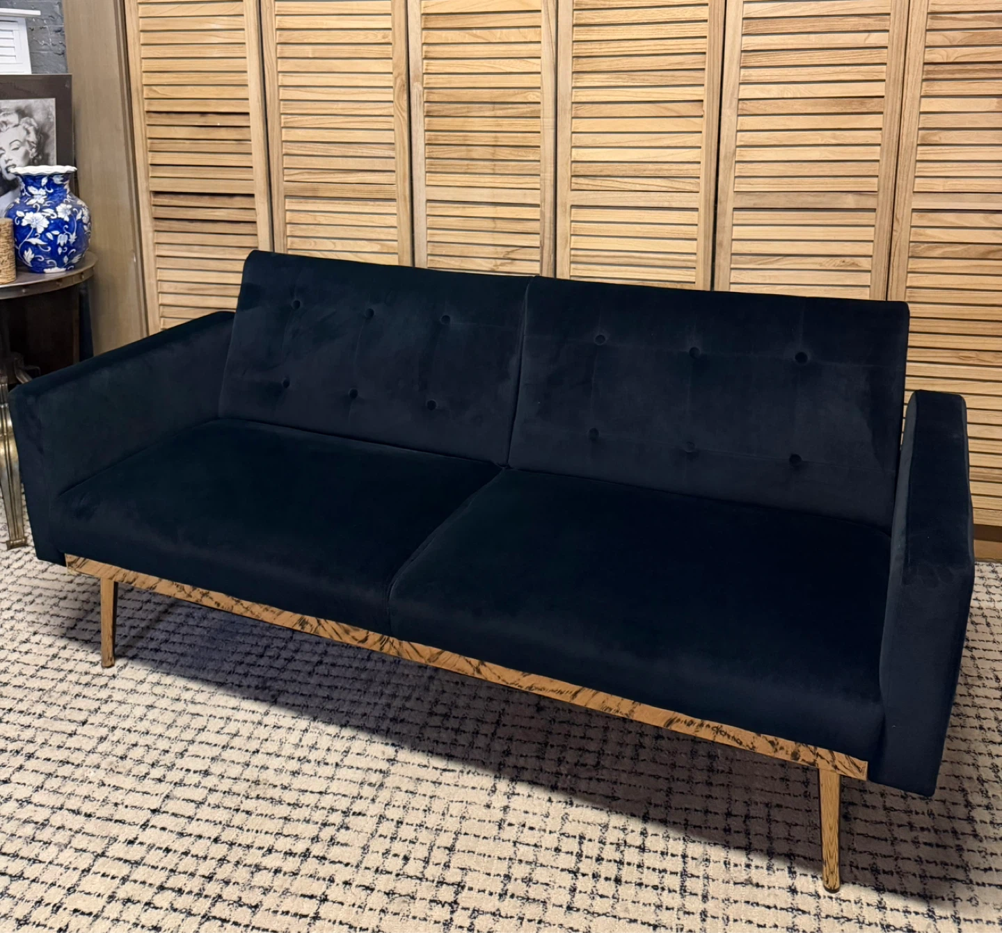 Black Velvet Sofa Bed - photo 2