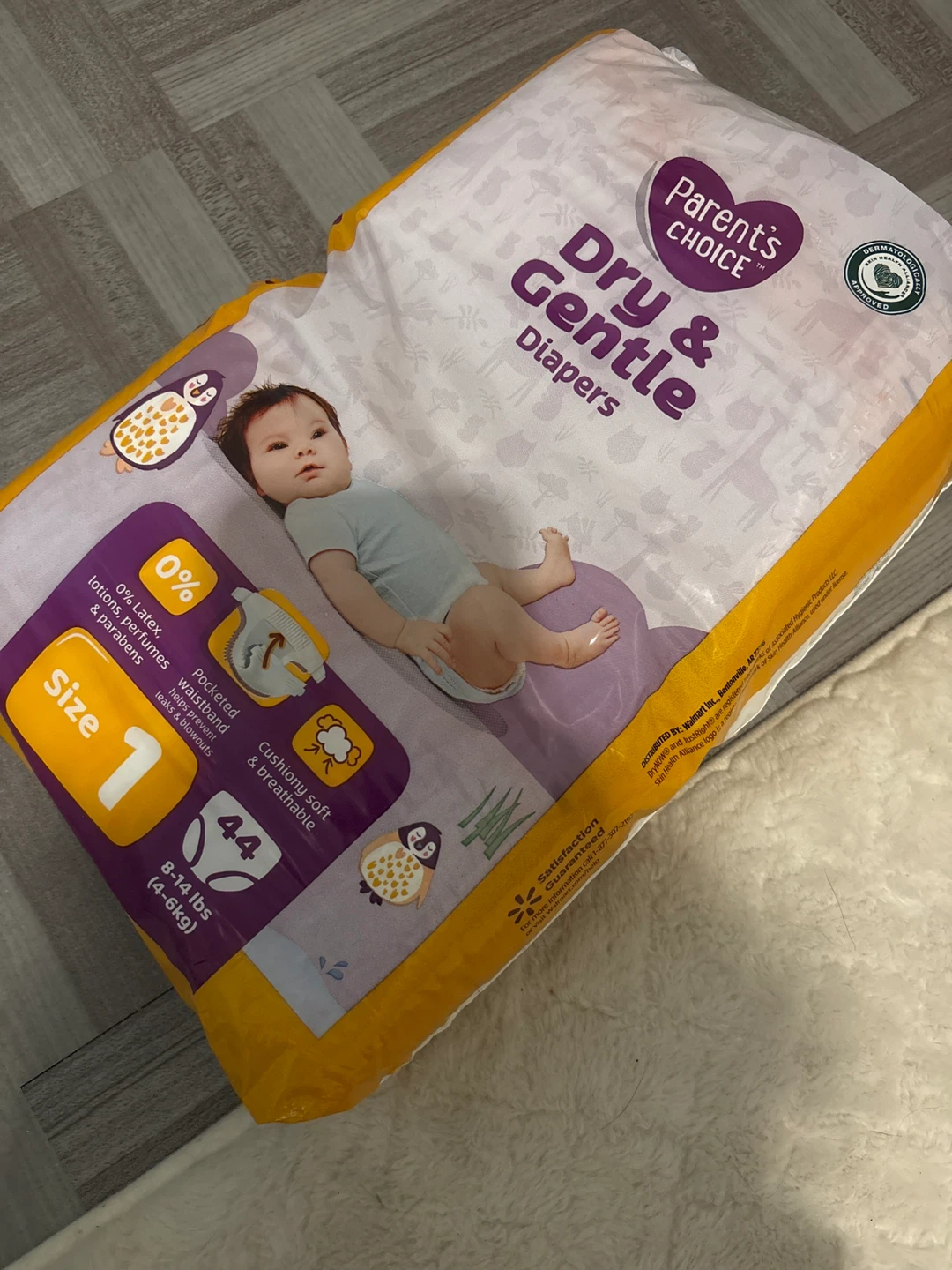 Parent's Choice Size 1 Dry & Gentle Diapers (44 Count)
