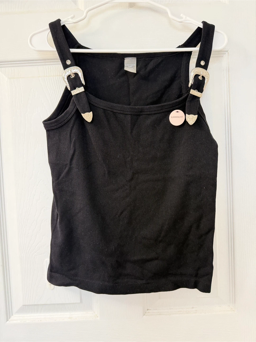 Black Buckle Strap Tank Top