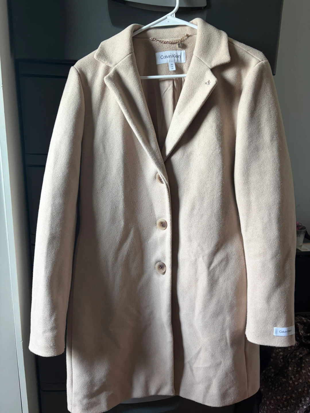 Calvin Klein Women's Beige Wool Blend Coat Size M - photo 2