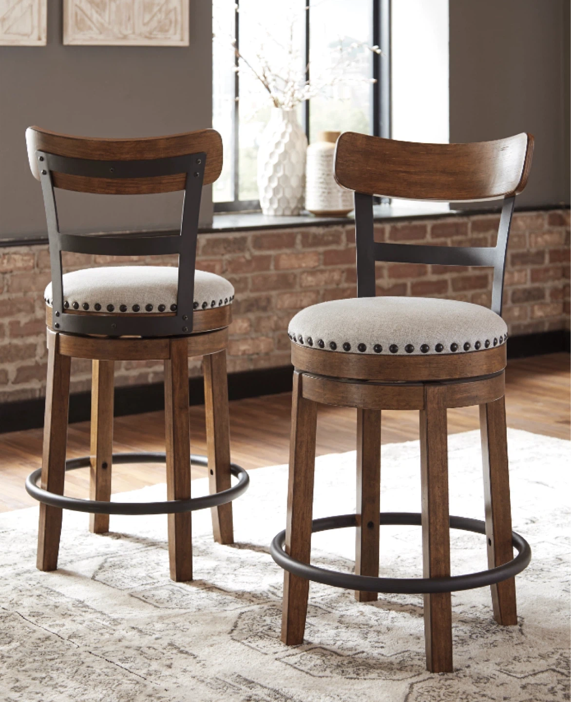 Set of 2 Swivel Bar Stools