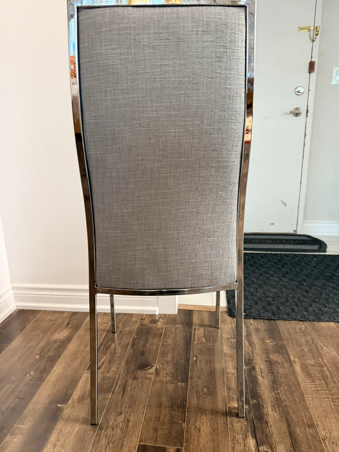 Set of 6 Grey Dining Chairs with Chrome Legs - photo 3