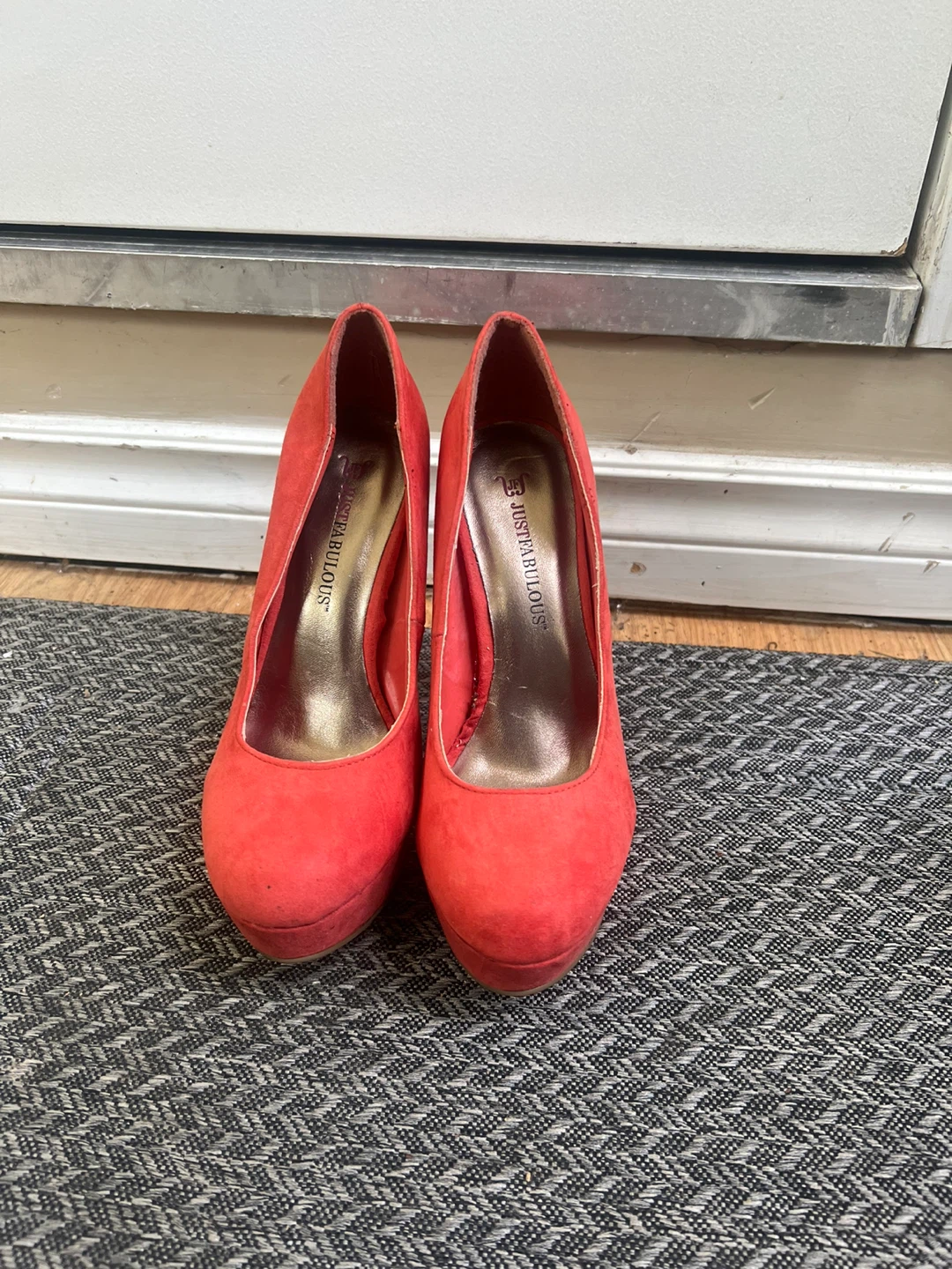 Red Suede Platform Heels