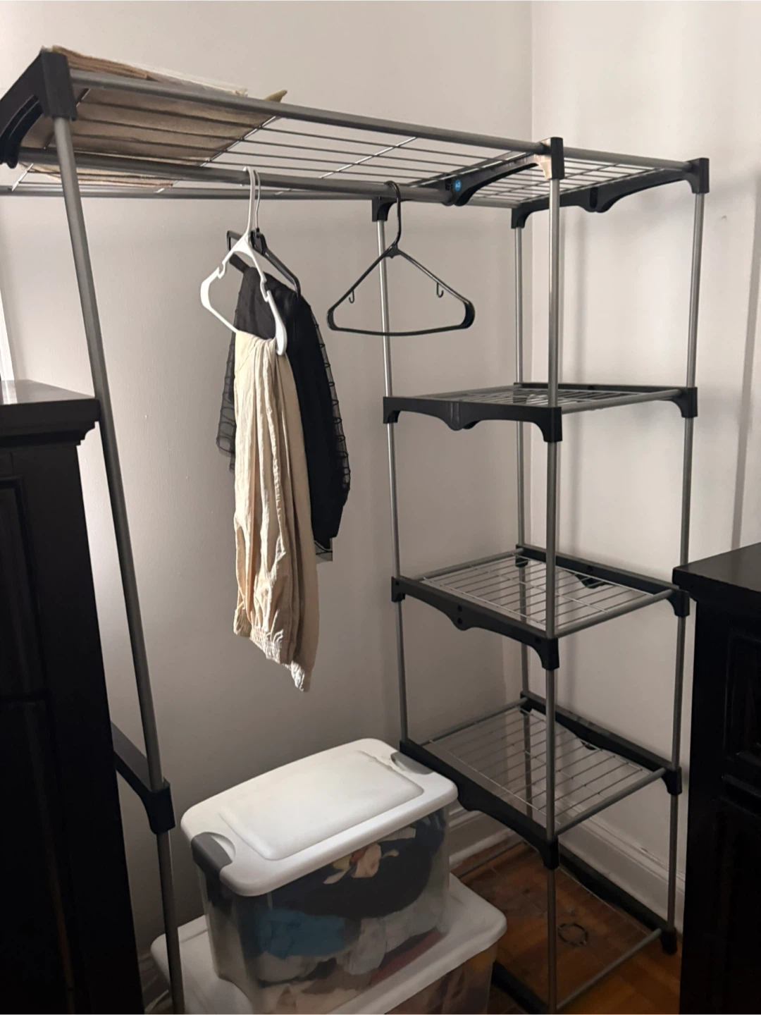 Portable Clothes Rack with Shelves