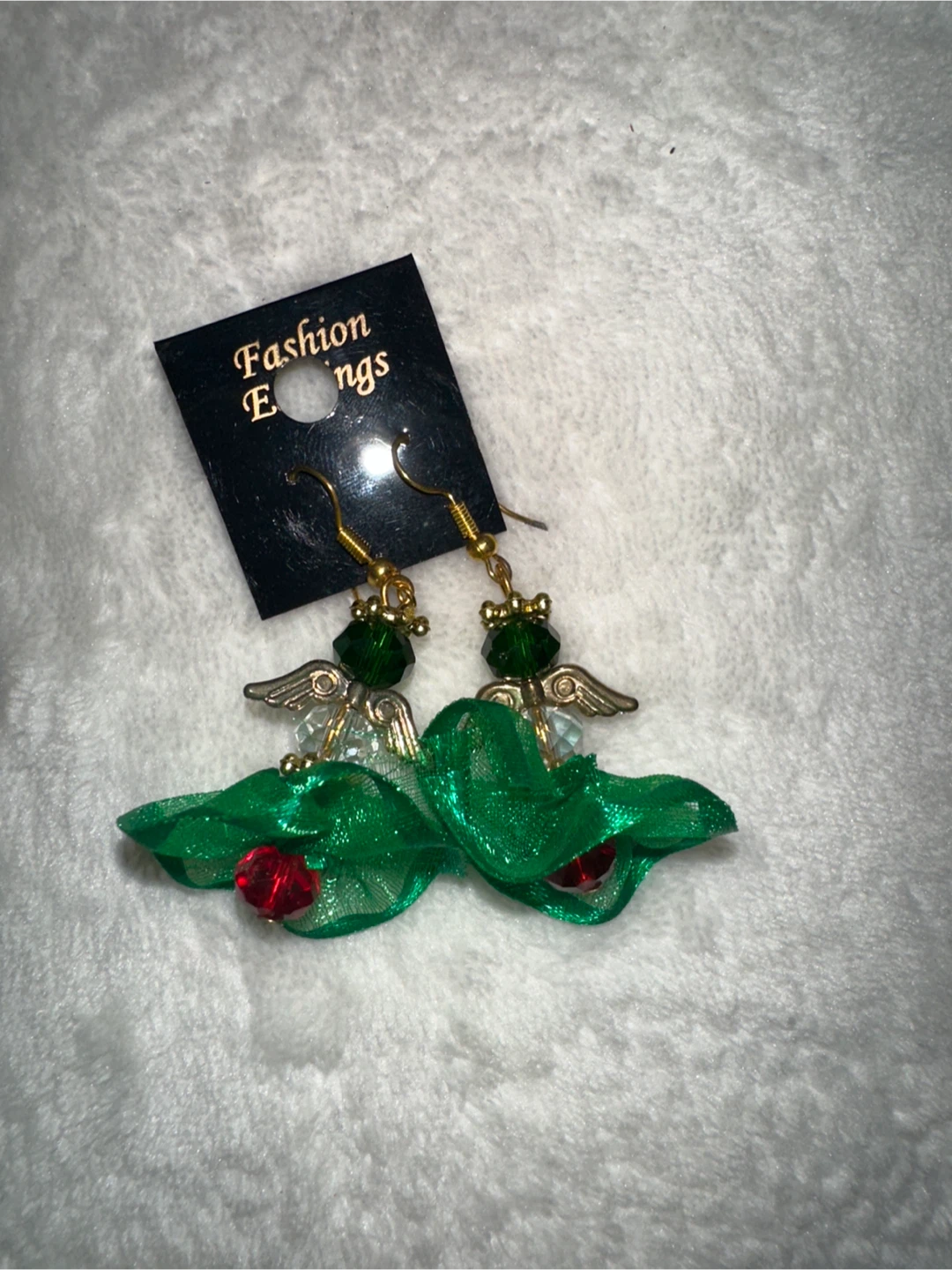 Handmade Mexican flag  Angel Earrings