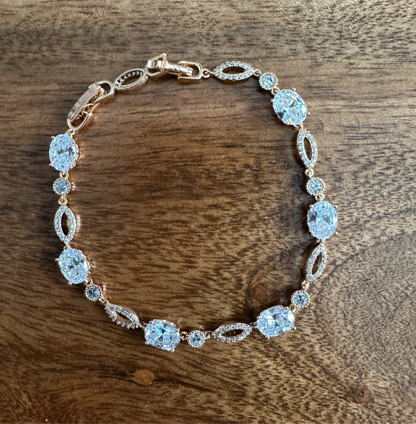 Rose Gold Plated  Oval Crystal Bracelet