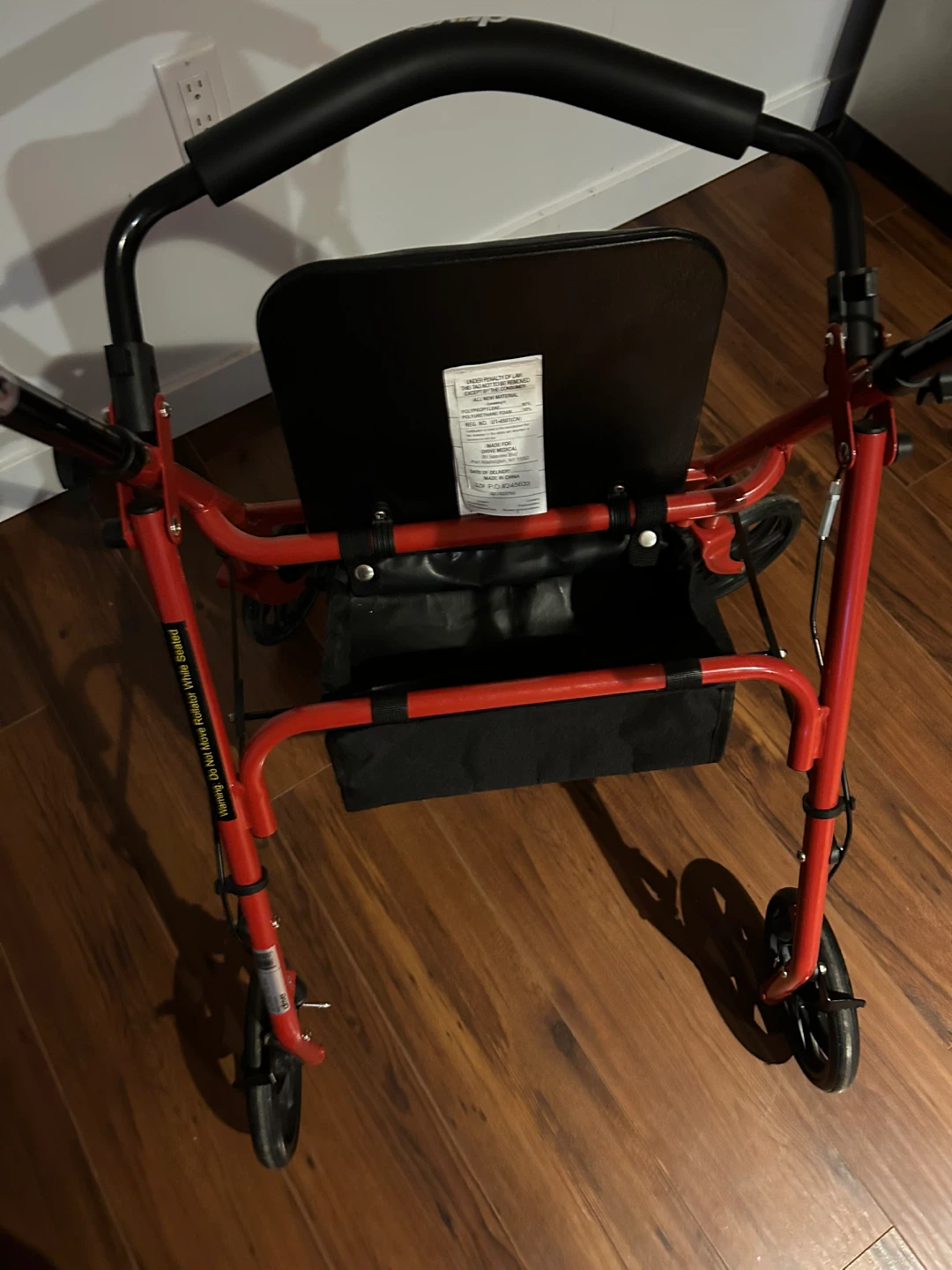 Drive Medical Red Rollator Walker with Seat & Bag - photo 3