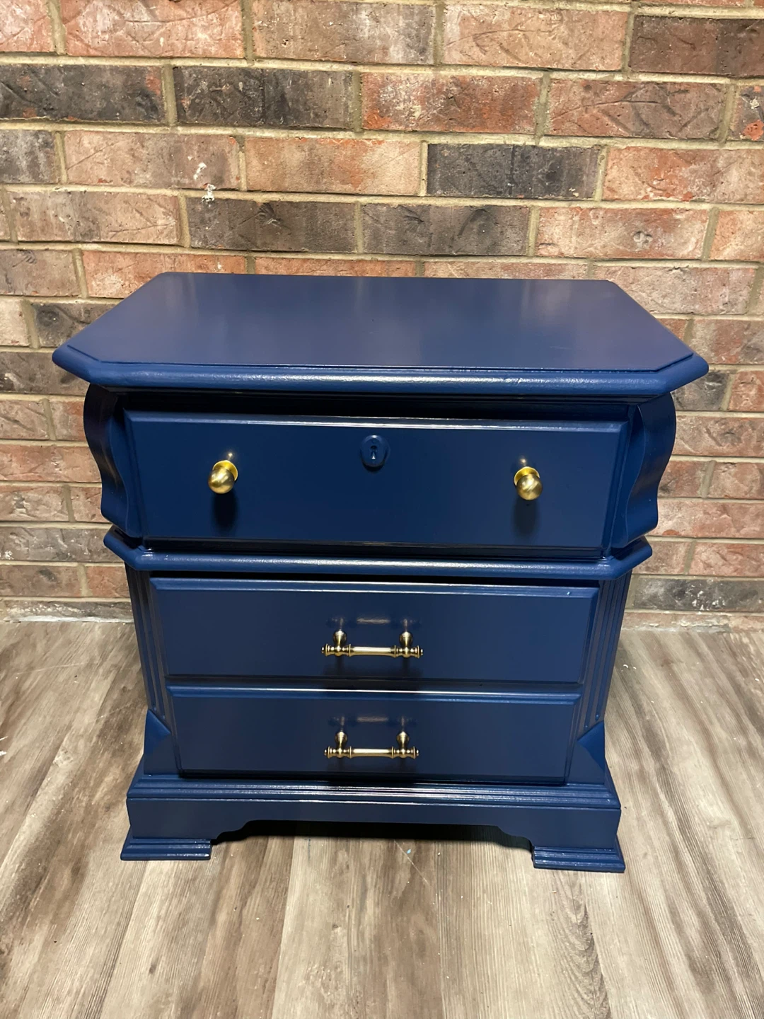 Navy Blue Nightstand with Gold Hardware