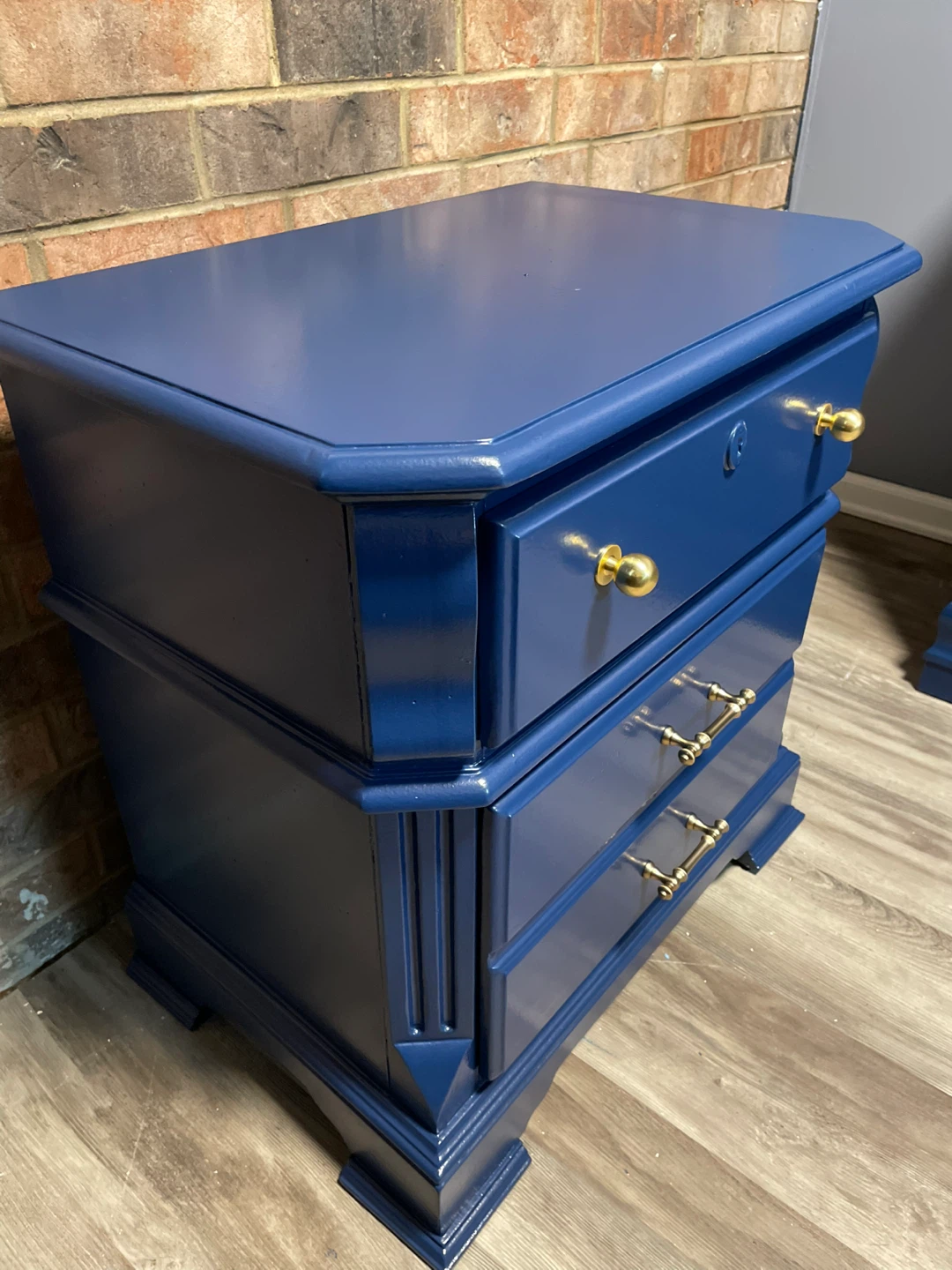 Navy Blue Nightstand with Gold Hardware - photo 2