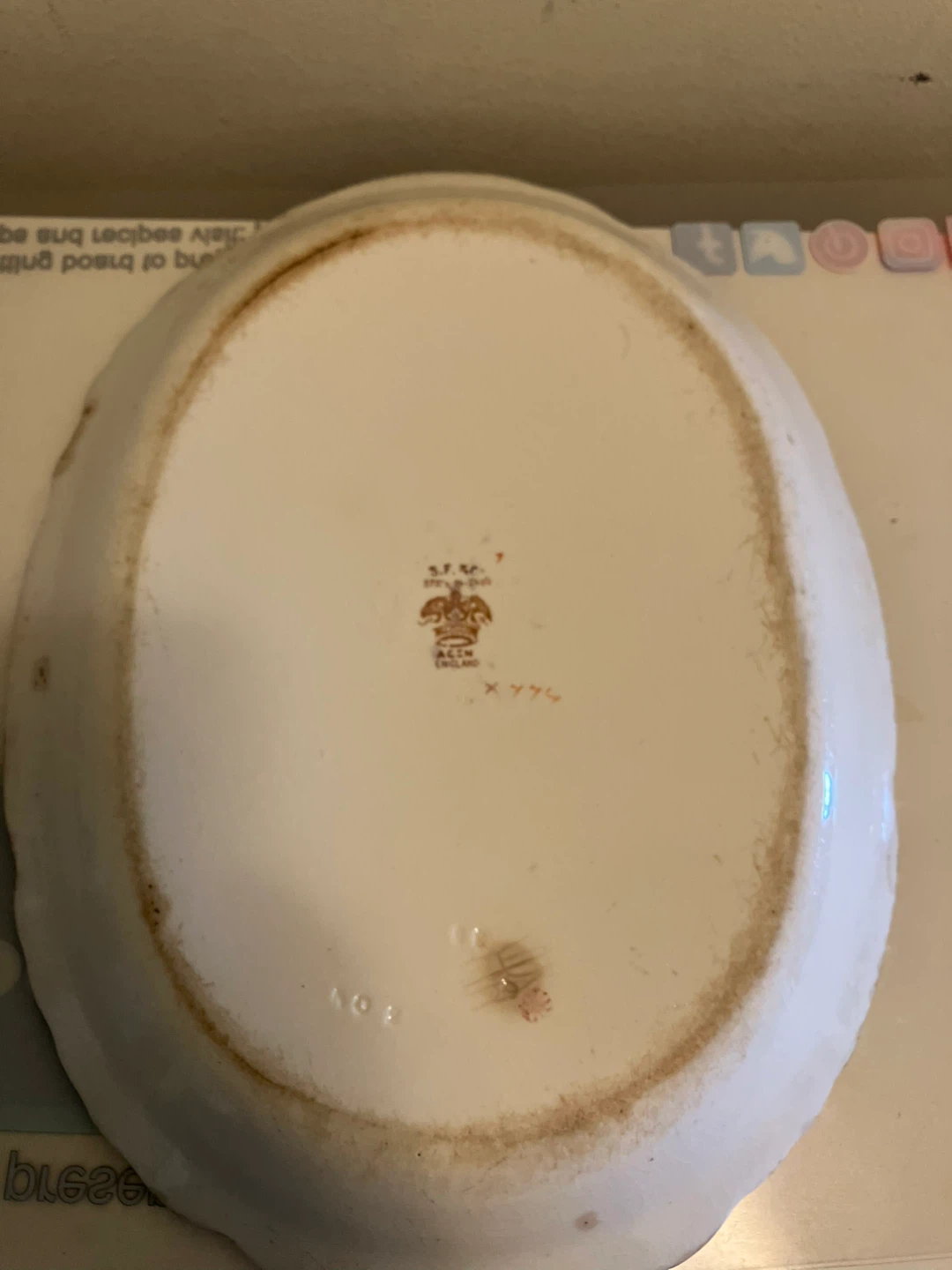 Antique S. Fielding & Co. Stoke-on-Trent 'ACIN' Platter-12” x 9” - photo 3