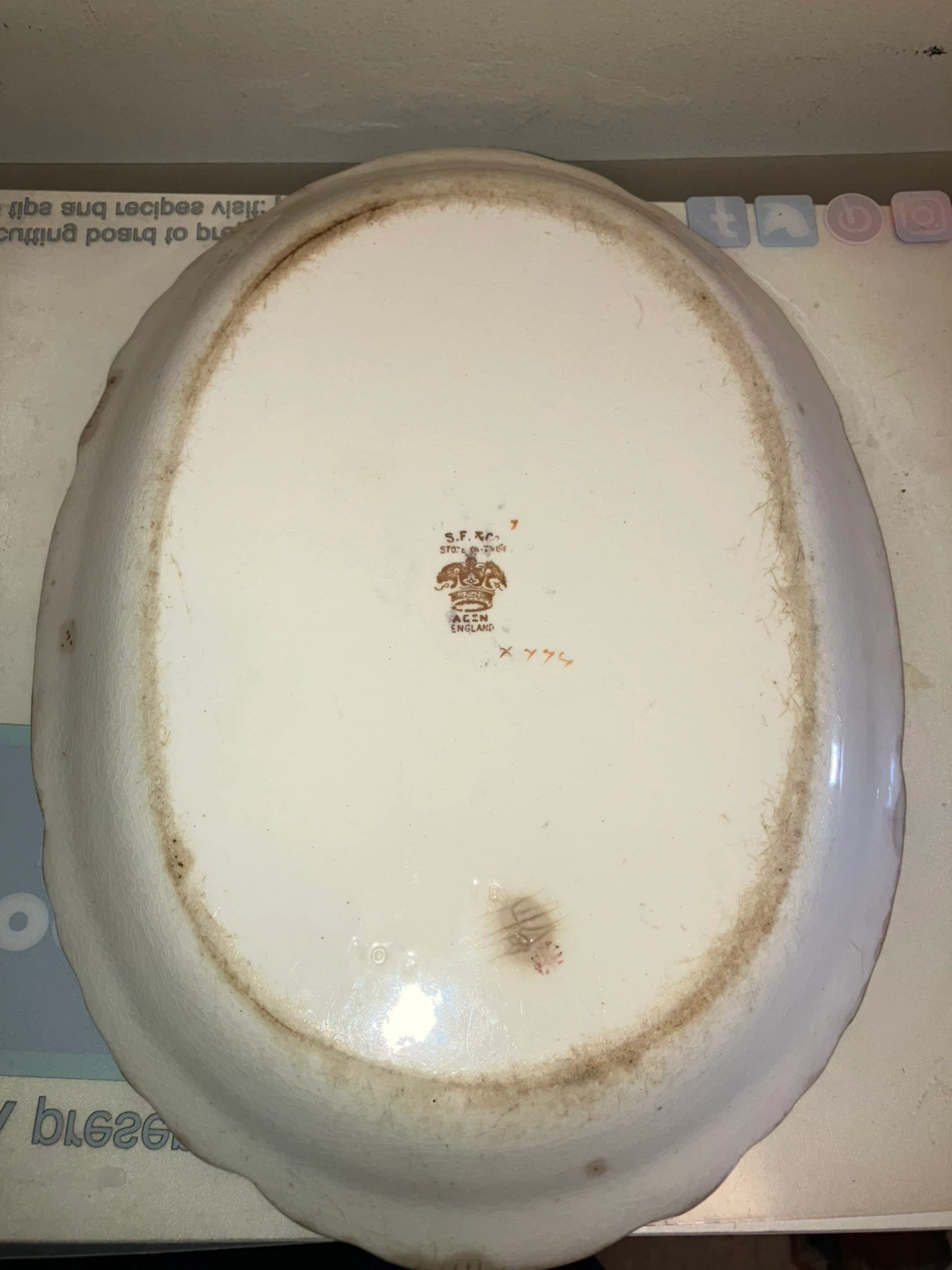 Antique S. Fielding & Co. Stoke-on-Trent 'ACIN' Platter-12” x 9” - photo 4