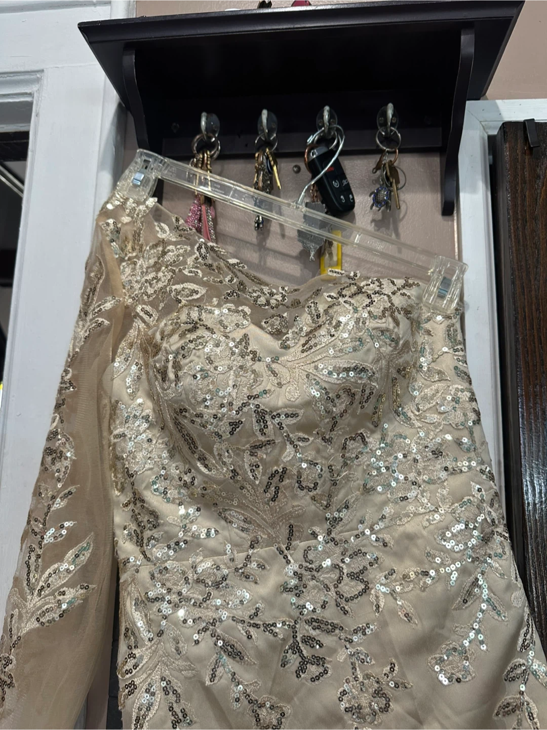 Embellished One-Shoulder Cream Maxi Dress - photo 2