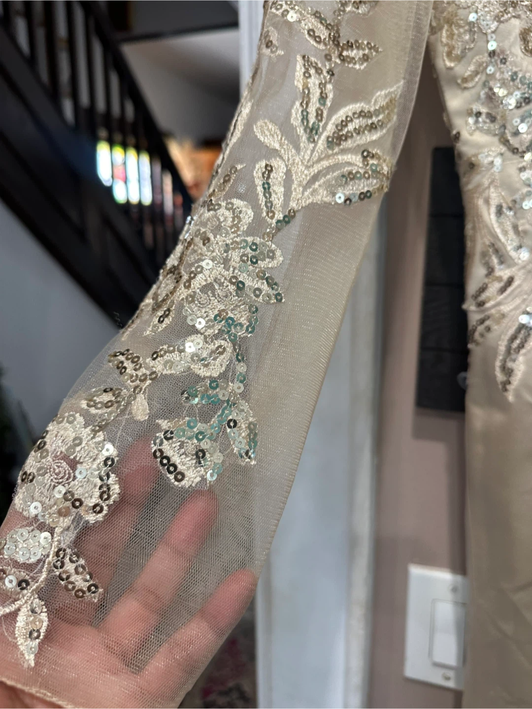 Embellished One-Shoulder Cream Maxi Dress - photo 3