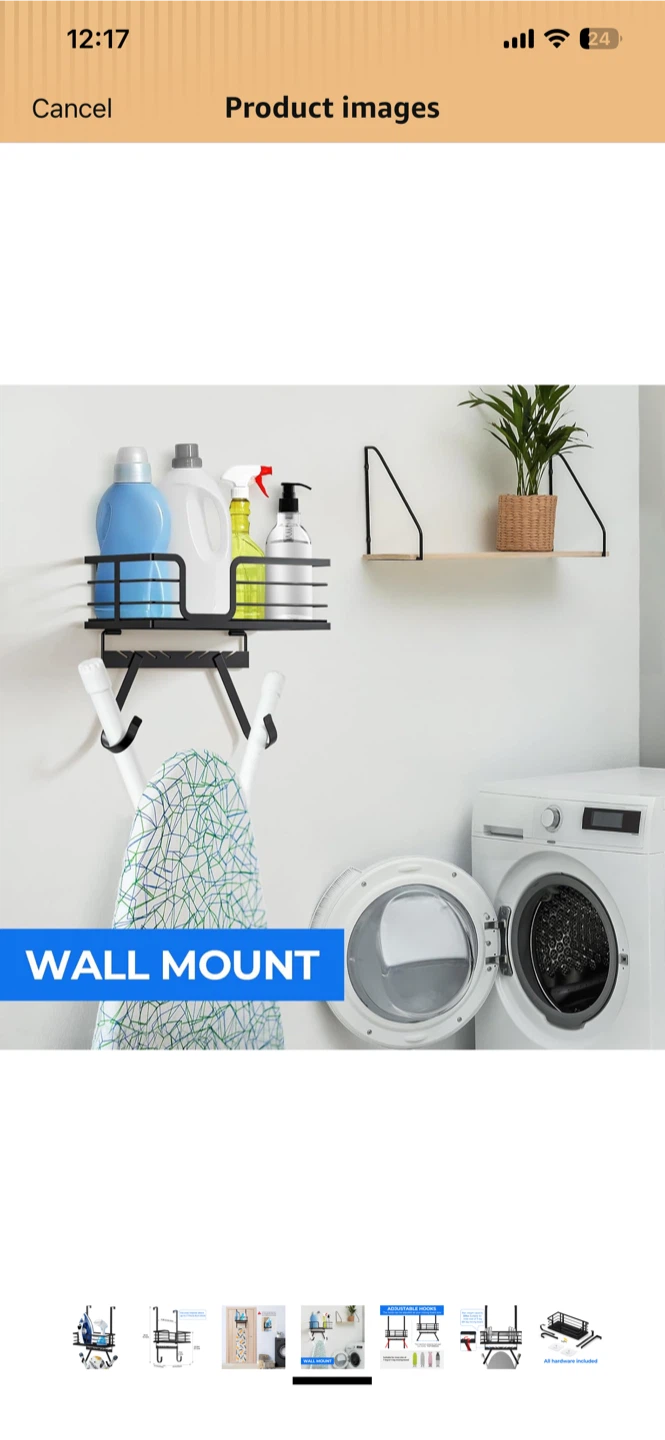 Over-the-Door Ironing Board Holder with Storage Shelf - photo 5