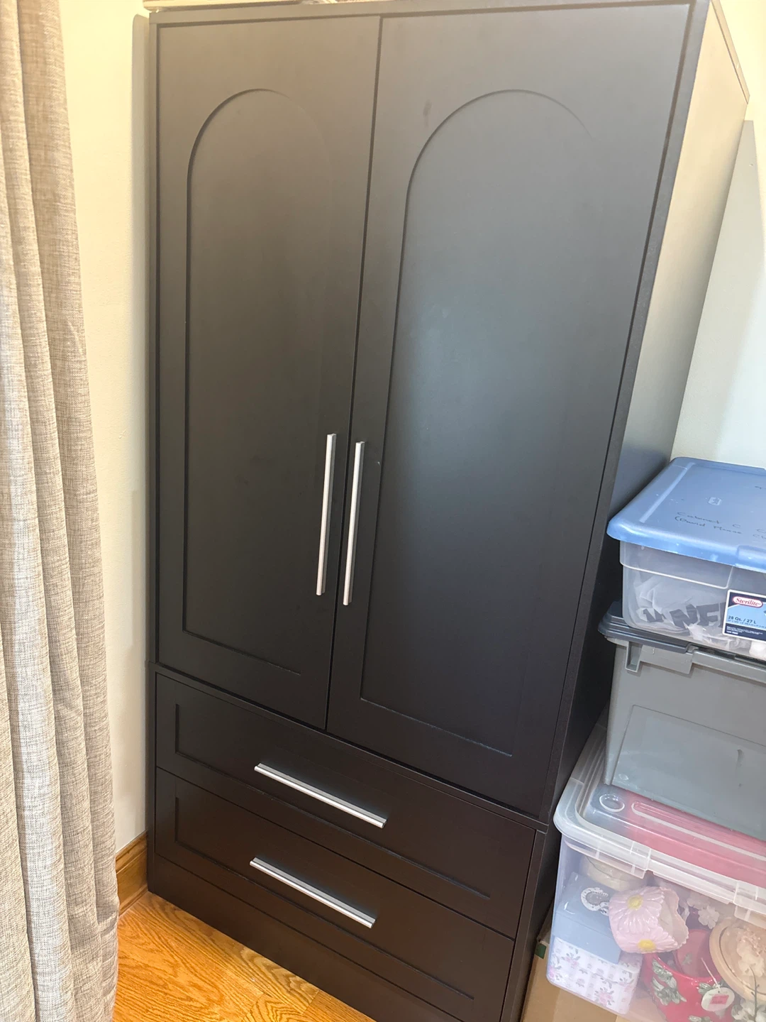 Black Wardrobe Cabinet with Drawers