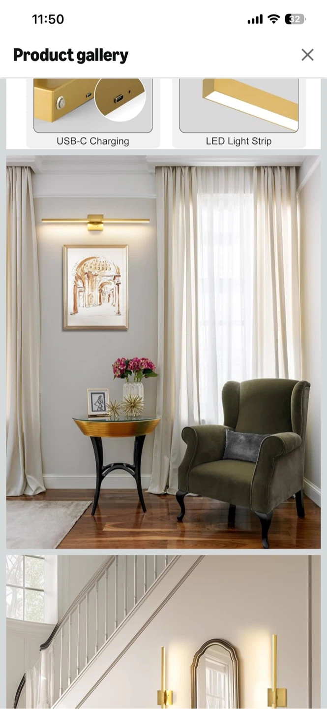rechargable  Wall Sconce Light - 24" Gold - photo 4