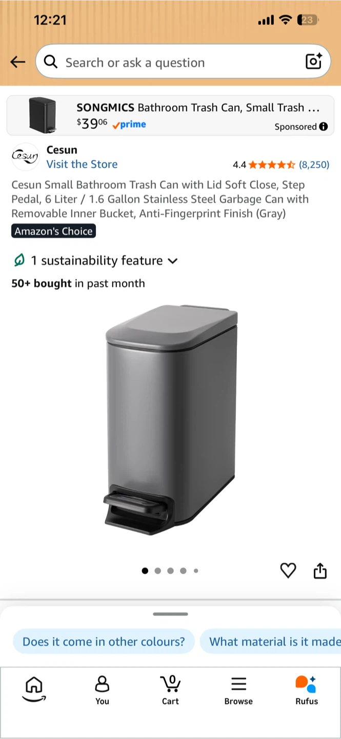 Cesun Small Bathroom Trash Can - photo 3