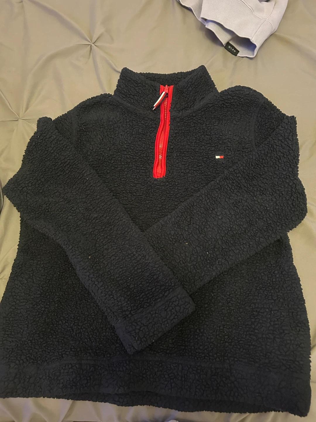 Tommy Hilfiger Black Sherpa Quarter Zip Pullover