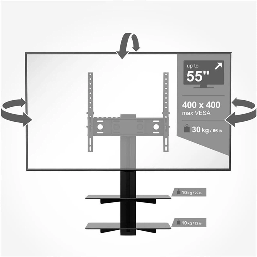 Tilt and Turn TV Mount with 2 AV Shelves - photo 3