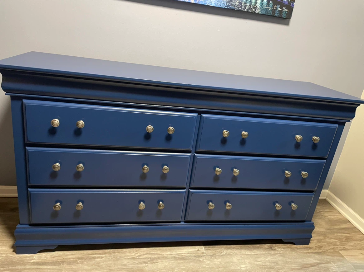 Navy Blue 6-Drawer Dresser with Nightstand - photo 4