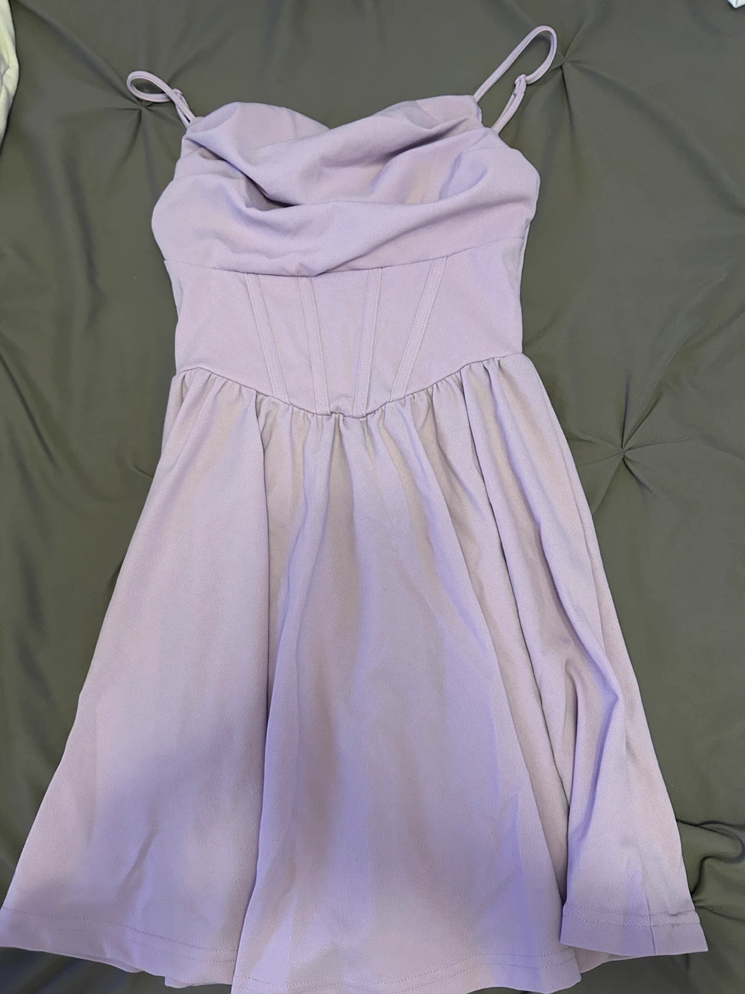 Lavender Mini Dress with Corset Bodice