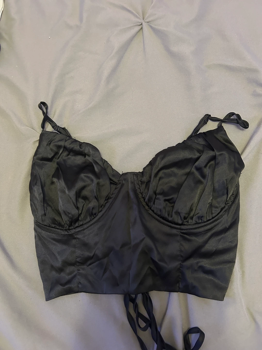 Black Satin Corset Top