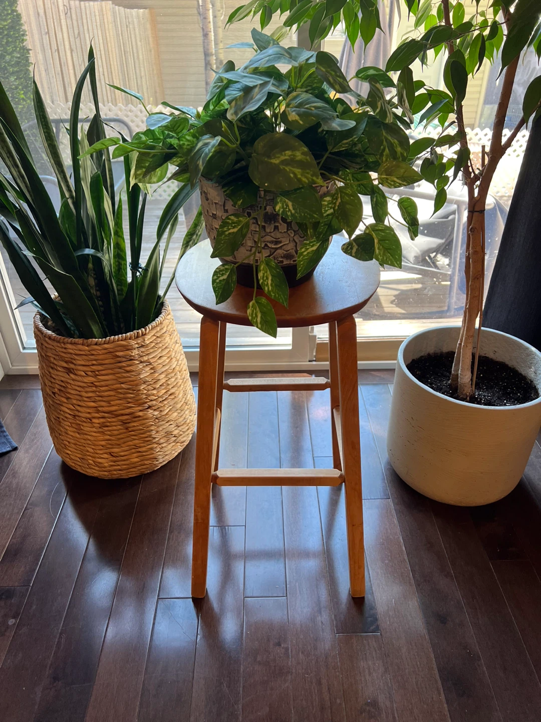 Vintage Handmade Solid Wood Plant Stand/Accent Stool