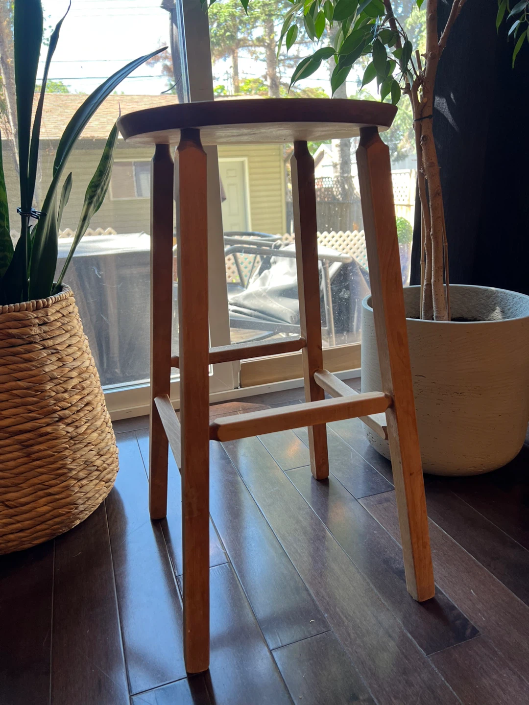 Vintage Handmade Solid Wood Plant Stand/Accent Stool - photo 2
