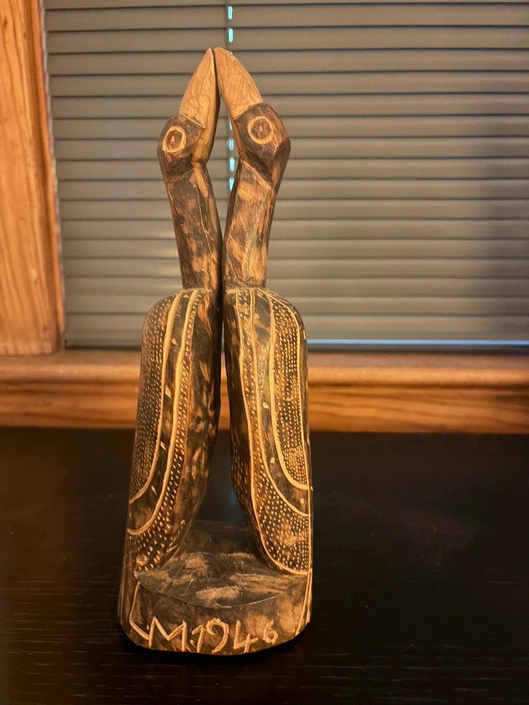 African hand carved wooden sculpture - birds