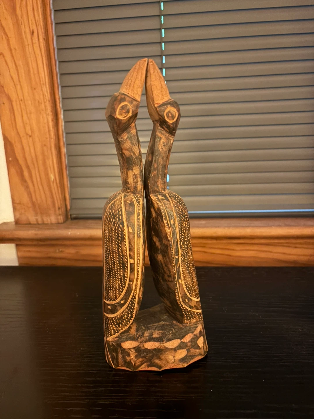 African hand carved wooden sculpture - birds - photo 3