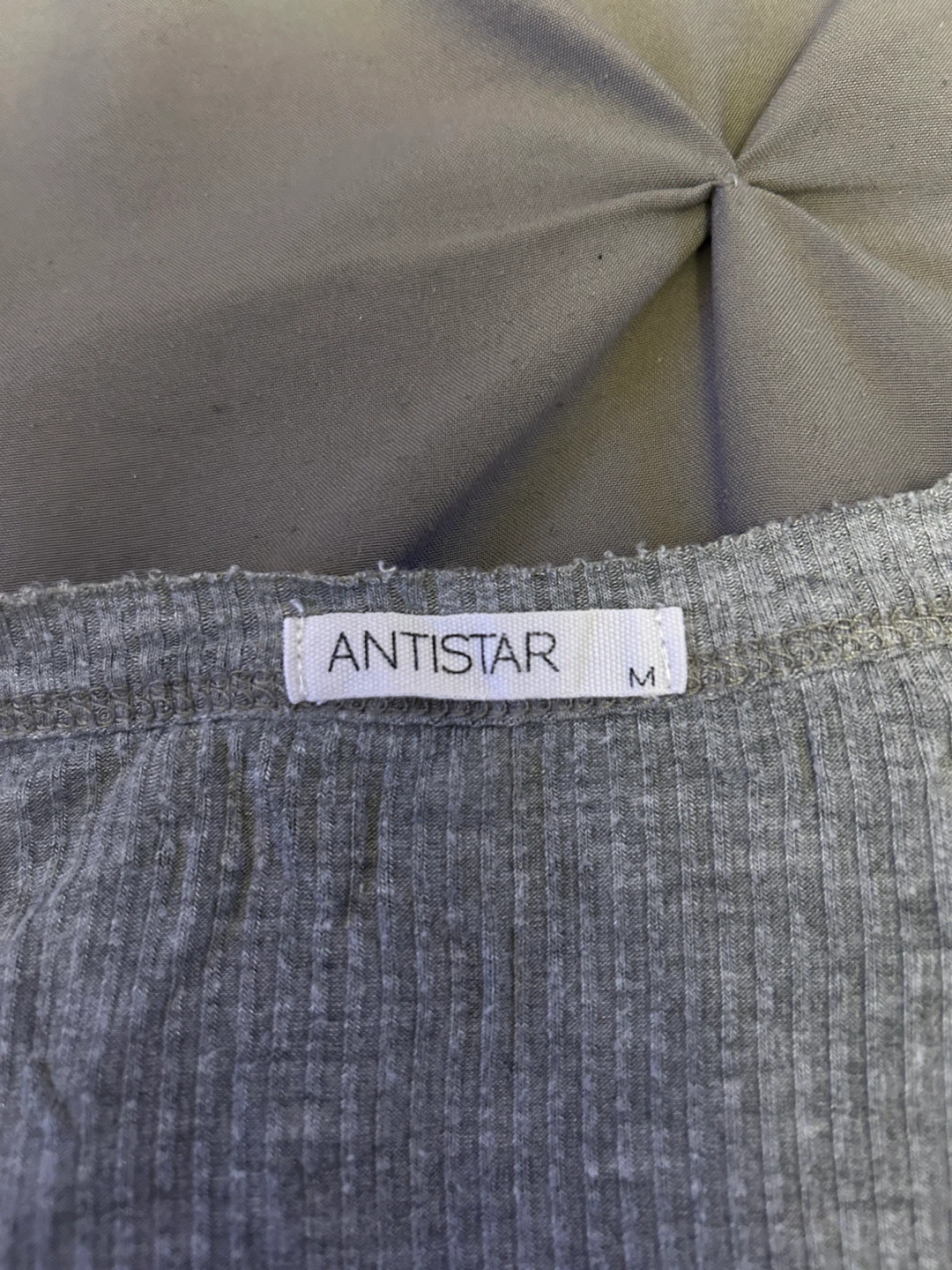 ANTISTAR Grey Ribbed V-Neck Long Sleeve Top Size M - photo 2