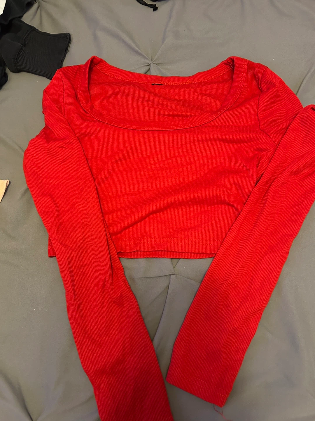 Red Long Sleeve Crop Top