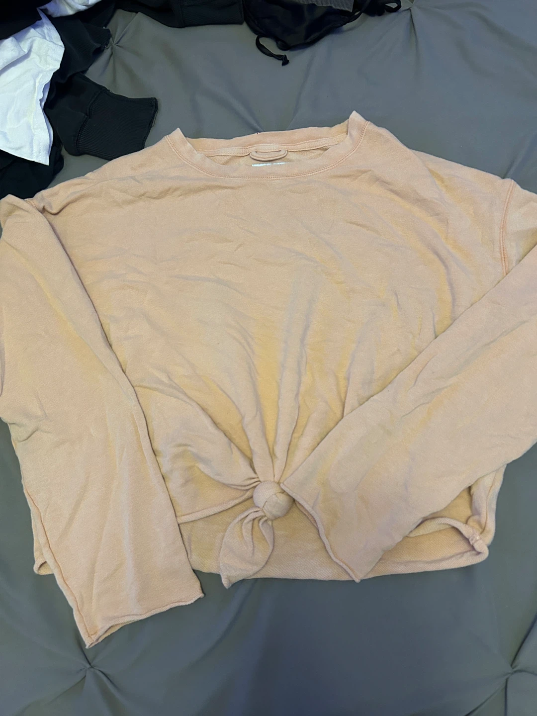 Light Pink Tie-Front Long Sleeve Top